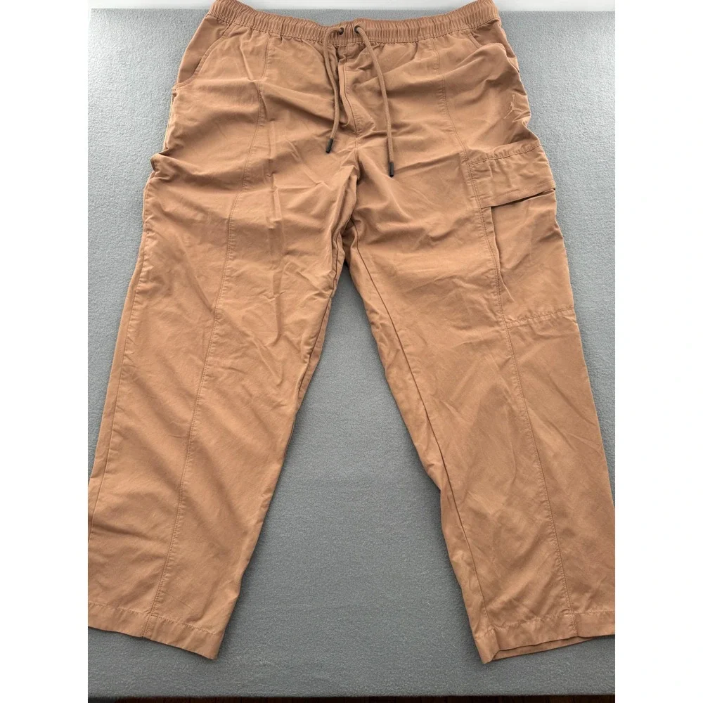 Jordan Cargo Pants Mens Large Tan Woven Drawstring Jumpman Logo Pockets Utility